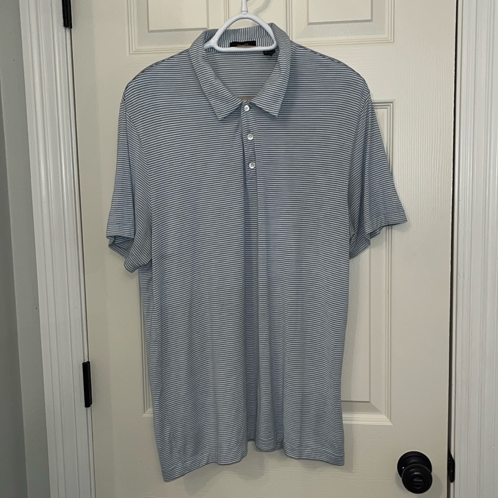 Theory Men’s Bron C Anemone Striped Polo Shirt Sz XL Casual Golf Lightweight